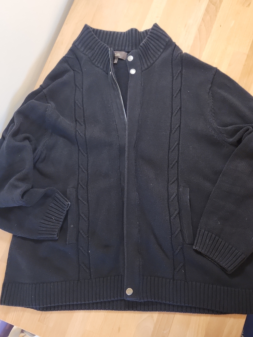 Tasso Elba Men's Navy Cable Zip-Up Cardigan
